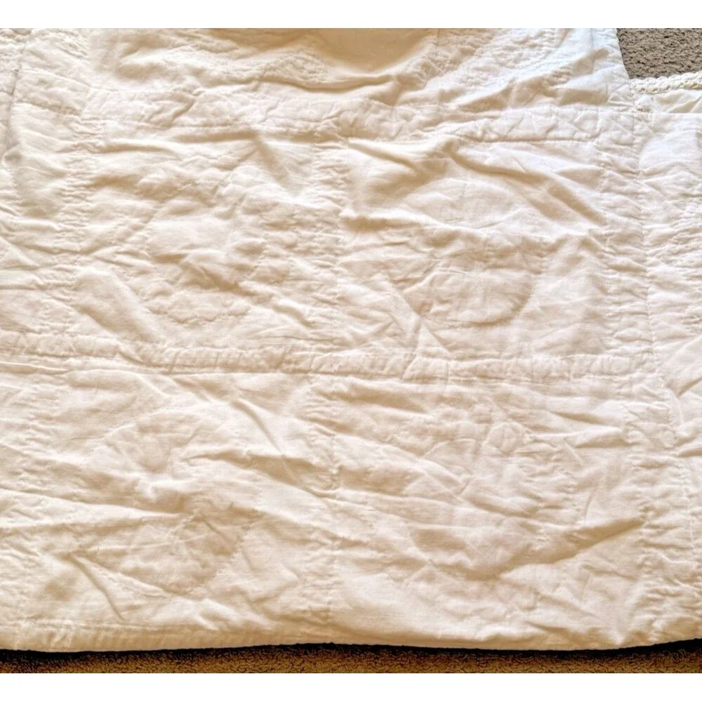 Vintage Cottagecore Rosette 3D Crocheted Quilt Queen Size W/2 Shams 86